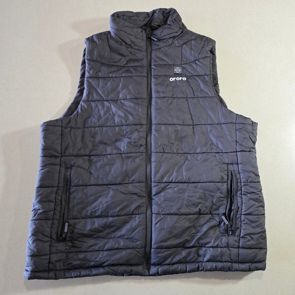 Ororo Heated Puffer Vest Mens XL Black Quilted Full Zip Sleeveless Jacket No Bat